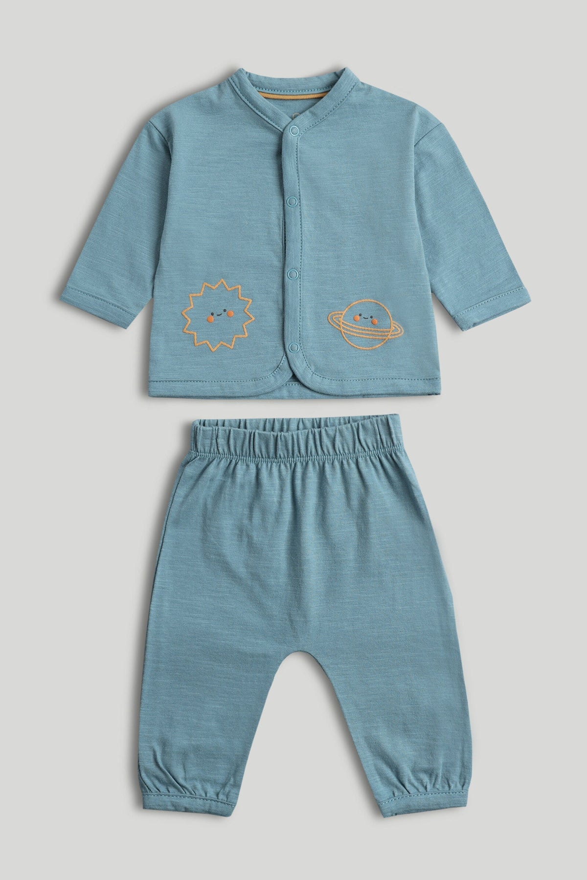Boys Print & Plain Mix Jog Set Blue Pack of 2