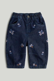 Girls Embroidered Jeans Navy