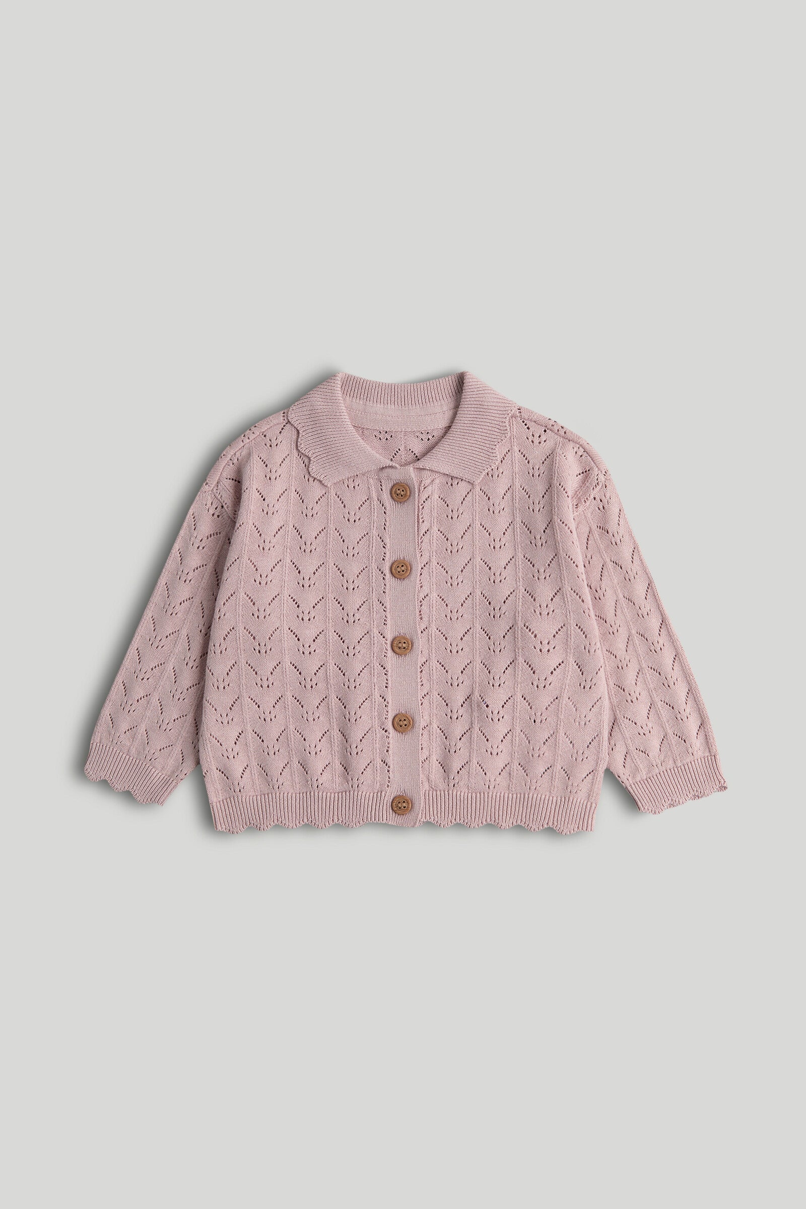 Pink Pointelle Knitted Cardigan for Baby Girls