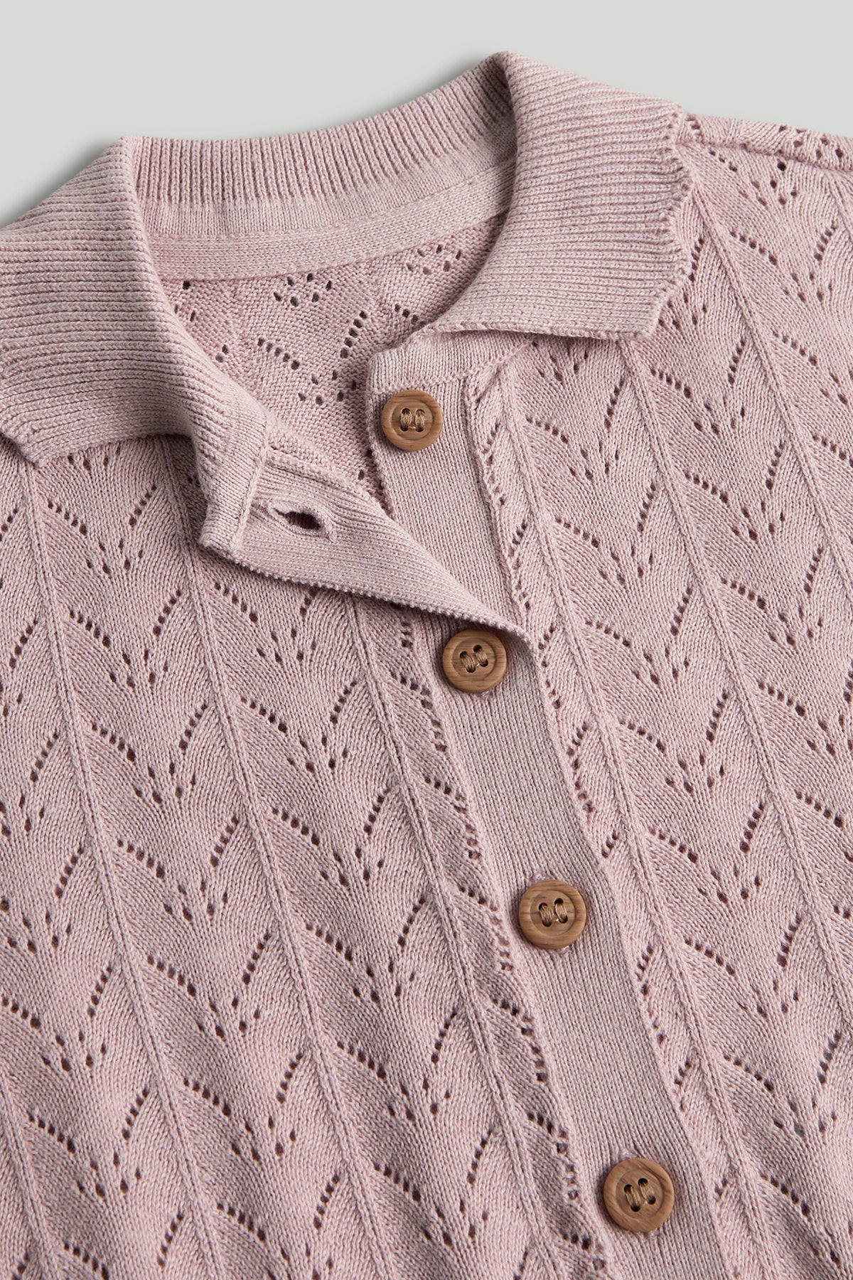 Pink Pointelle Knitted Cardigan for Baby Girls