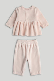 Girls Plain & Placement Jog Set Pink Pack of 3