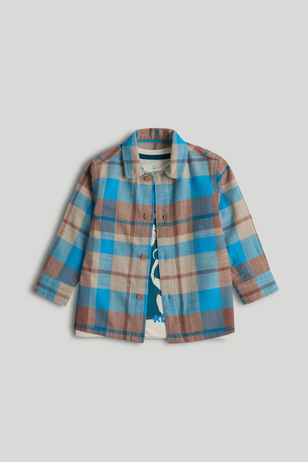 Baby Boys Multi-Colour Check Shirt & Tee Set