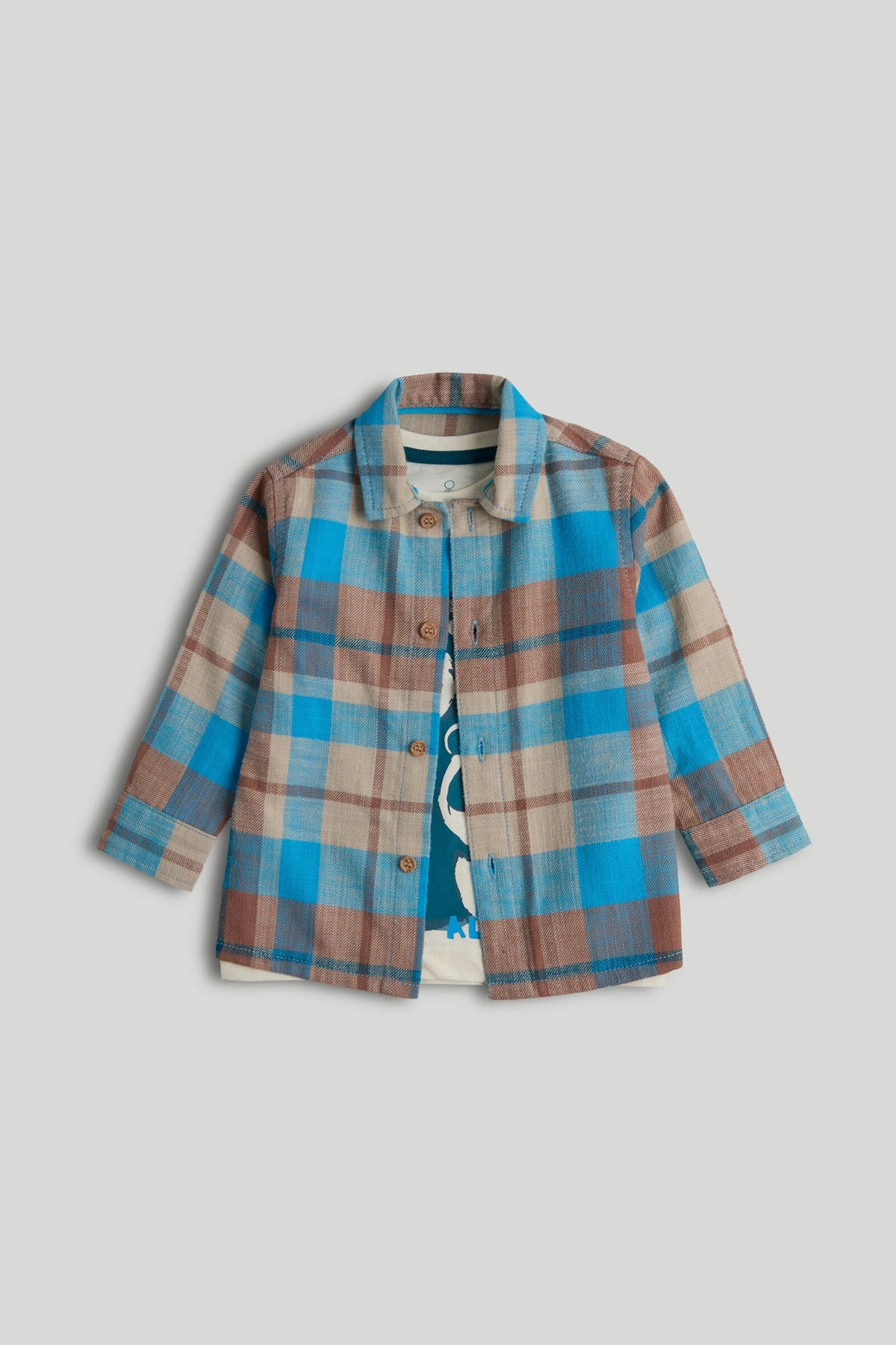 Boys Checked Shirt & Tee Set Multi Pack of 2