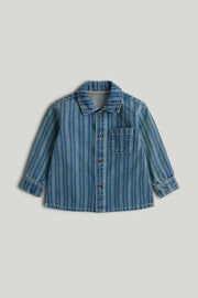 Baby Boys Light Brown Striped Denim Shirt