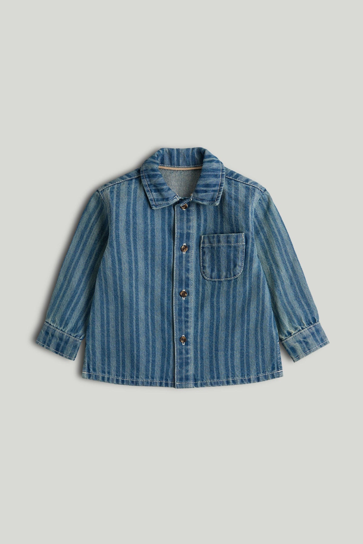 Boys Striped Shirt Light Brown