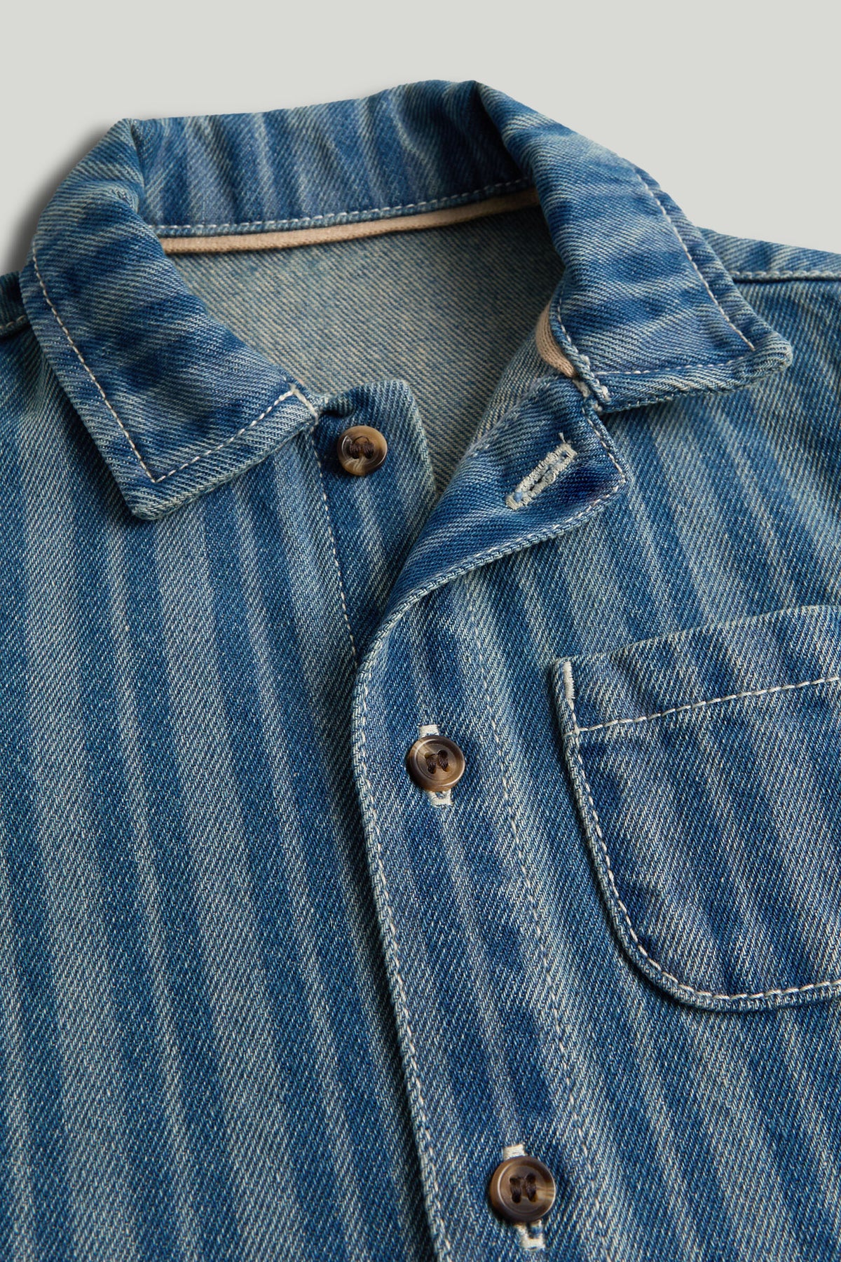 Baby Boys Light Brown Striped Denim Shirt
