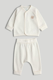 Unisex Plain & Placement Jog Set Cream Pack of 2