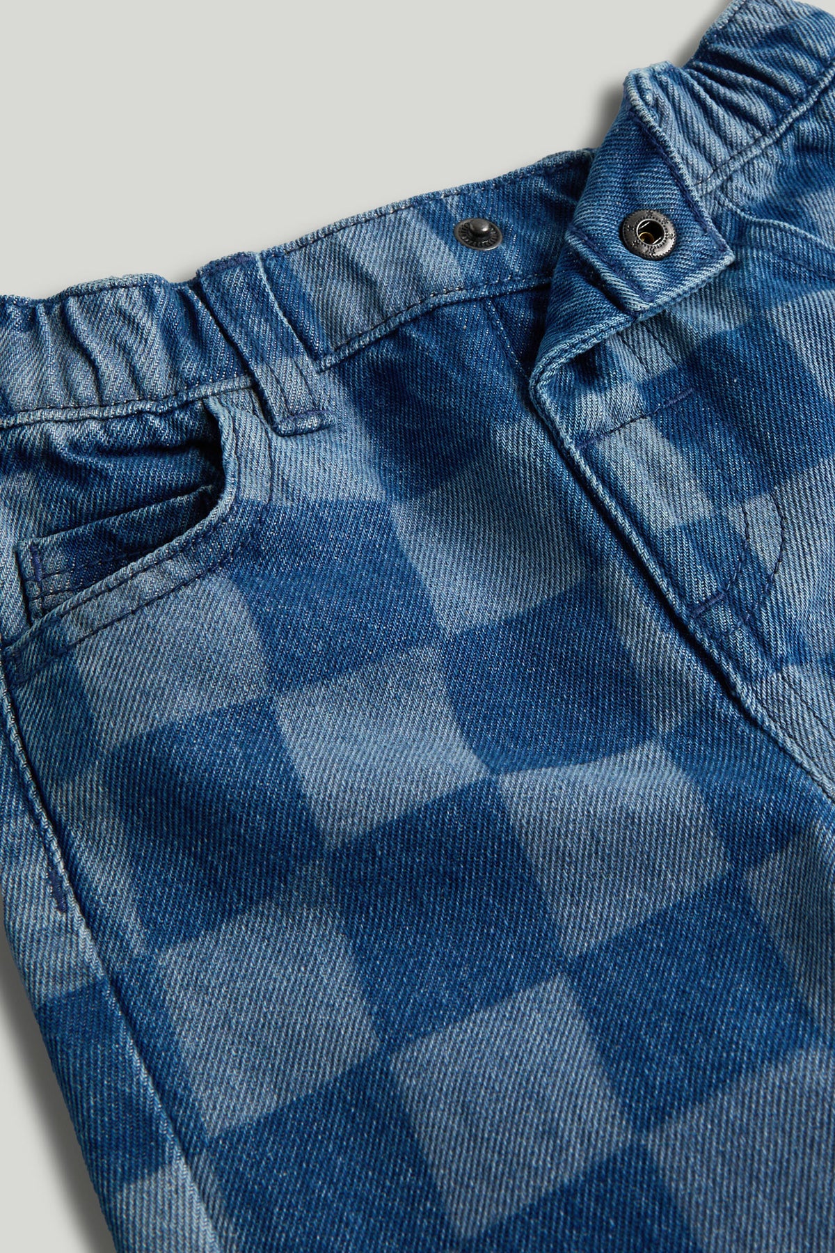Baby Boys Navy Checkered Woven Jeans