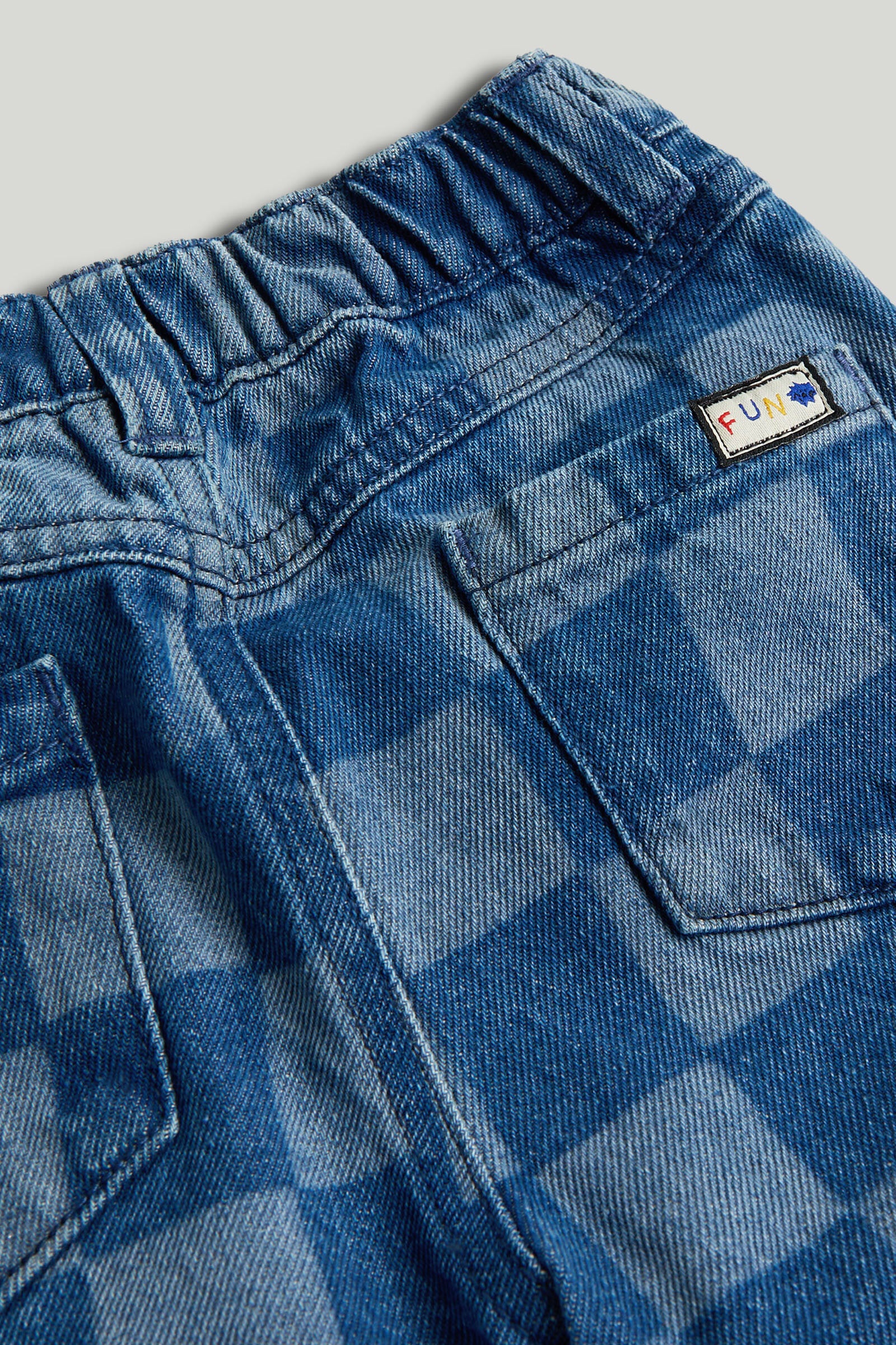 Baby Boys Navy Checkered Woven Jeans