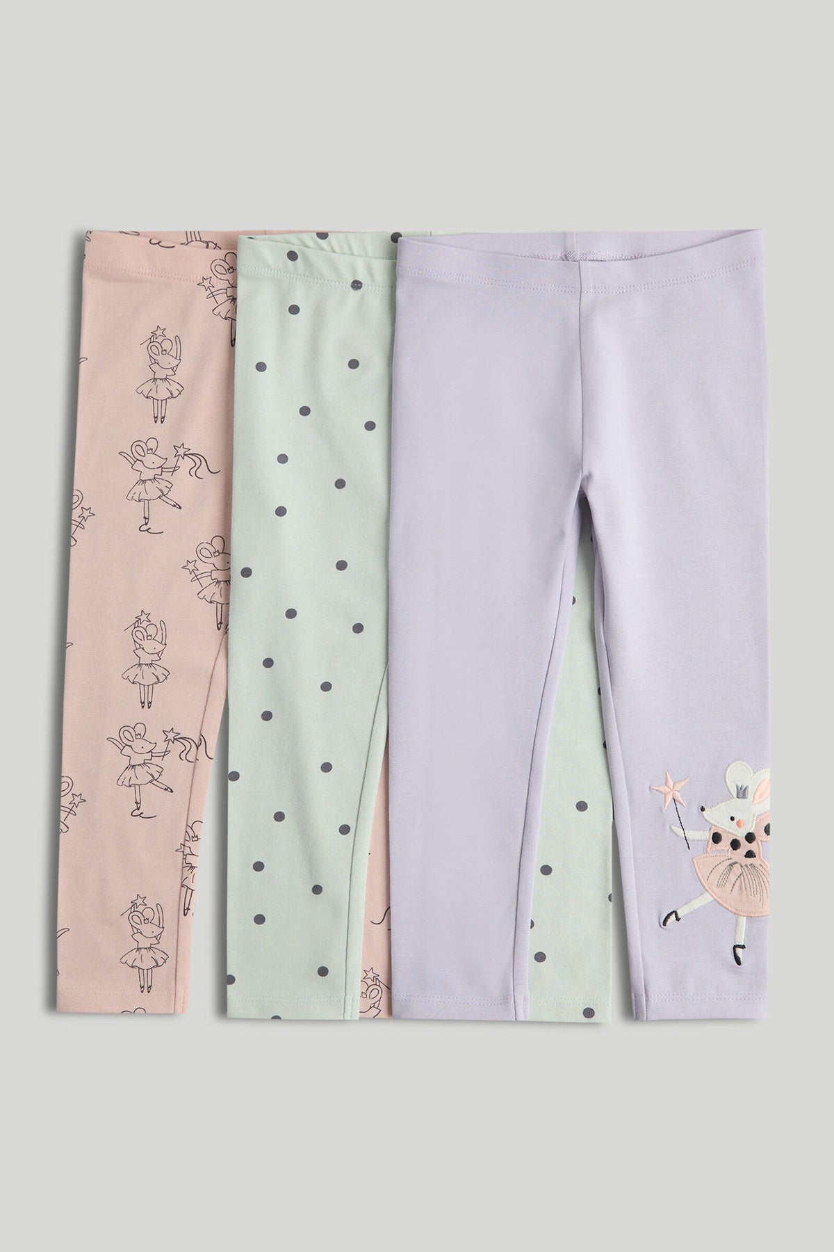 Girls Print & Placement Mix Leggings Multi Pack of 3