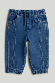 Boys Plain Woven Jeans Navy