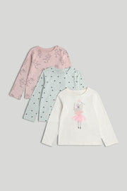 Girls Print & Placement Mix Knit T-Shirt Multi Pack of 3