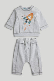 Boys Graphic Jog Set Light Grey Pack of 2