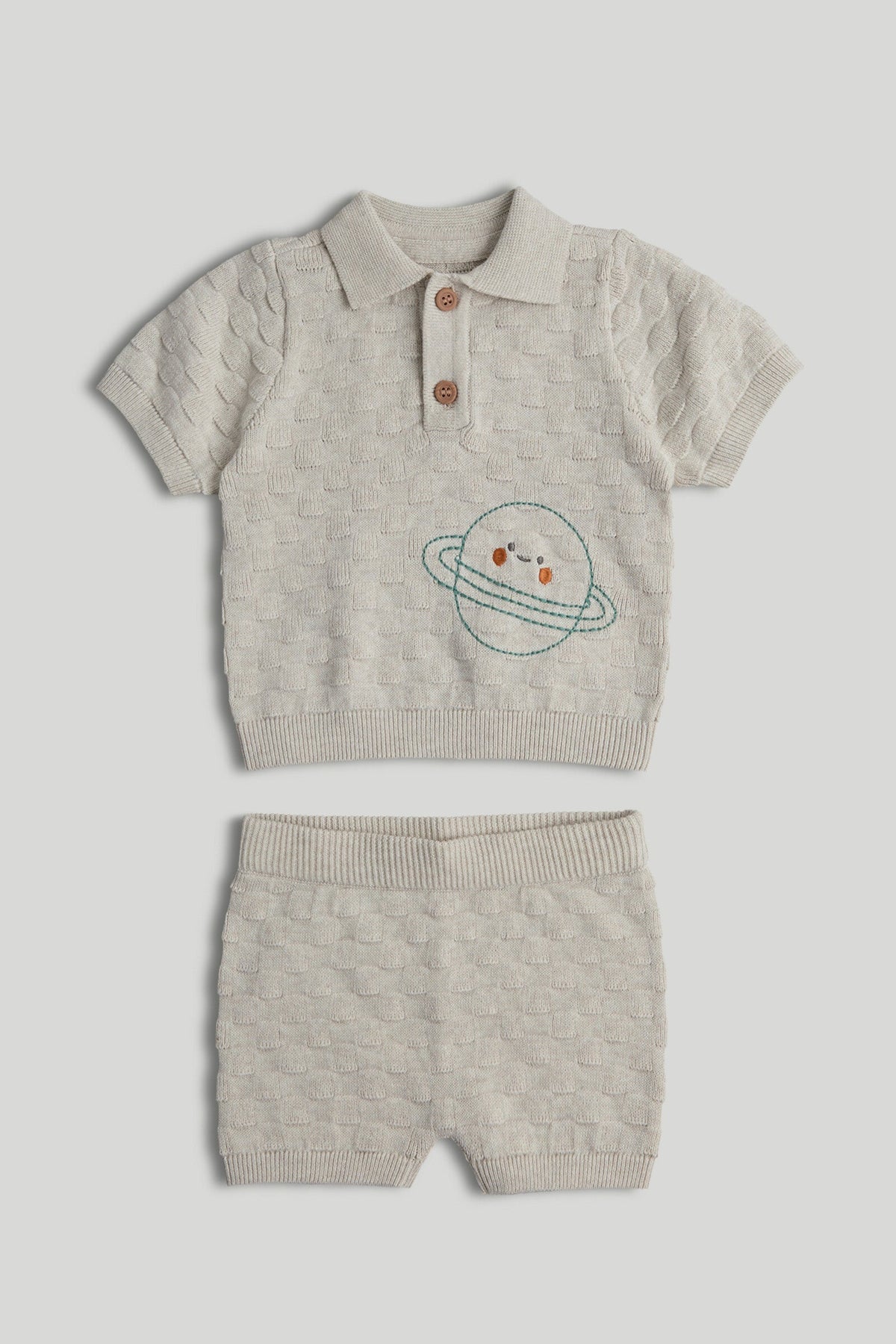 Boys Striped Top & Bottom Set Light Grey Pack of 2