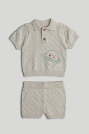 Boys Striped Top & Bottom Set Light Grey Pack of 2