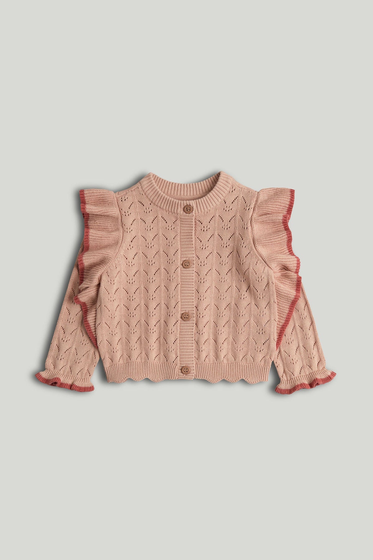 Girls Plain Cardigan Light Brown