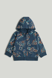 Boys All-Over Print Hoody Dark Blue