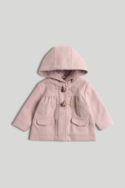 Girls Textured Woven Coat Pink