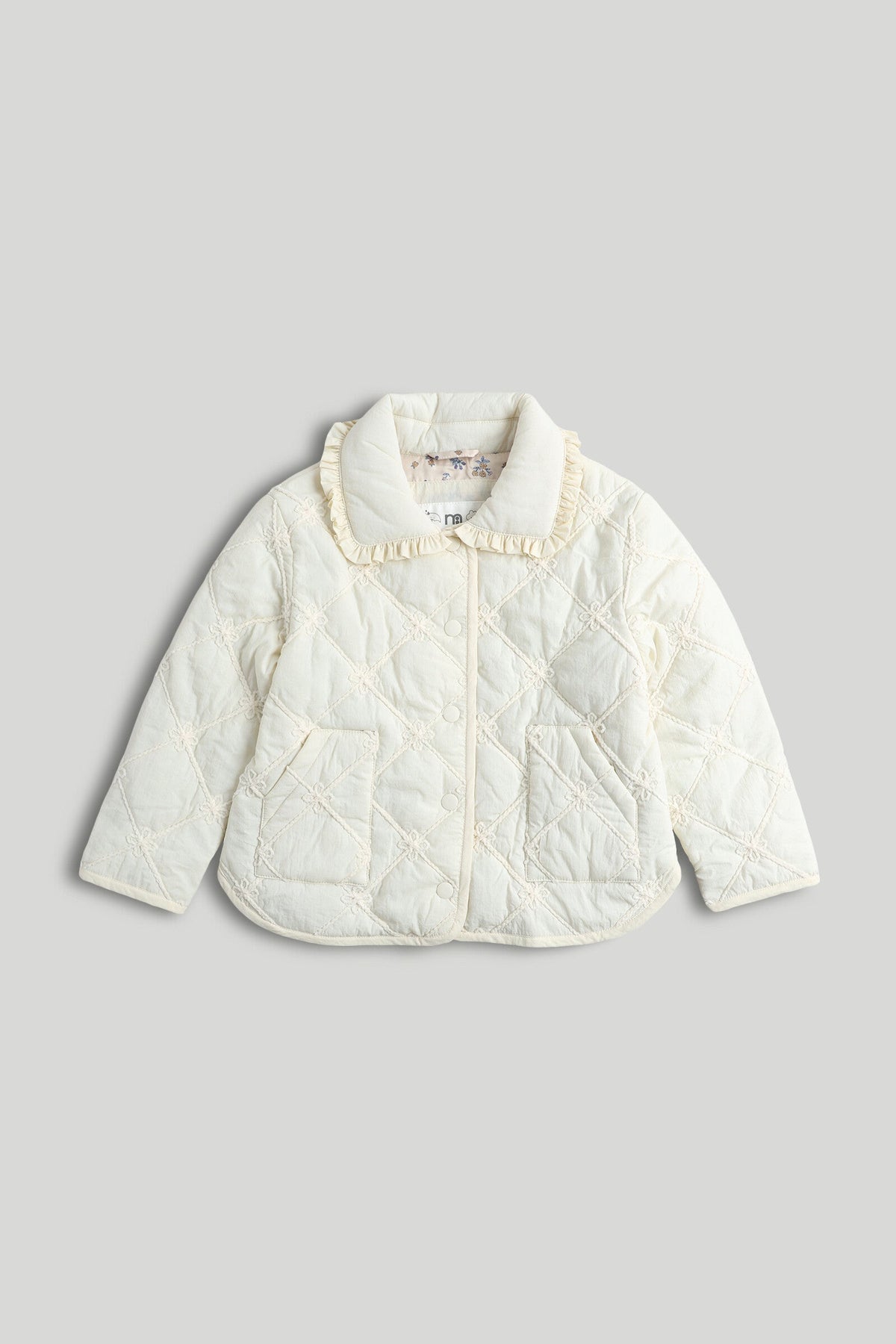 Girls Embroidered Jacket Cream