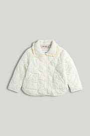 Girls Embroidered Jacket Cream