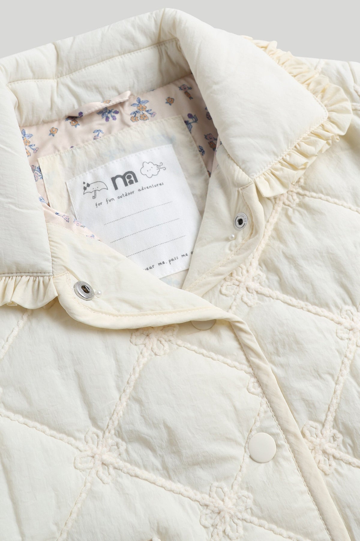 Girls Embroidered Jacket Cream