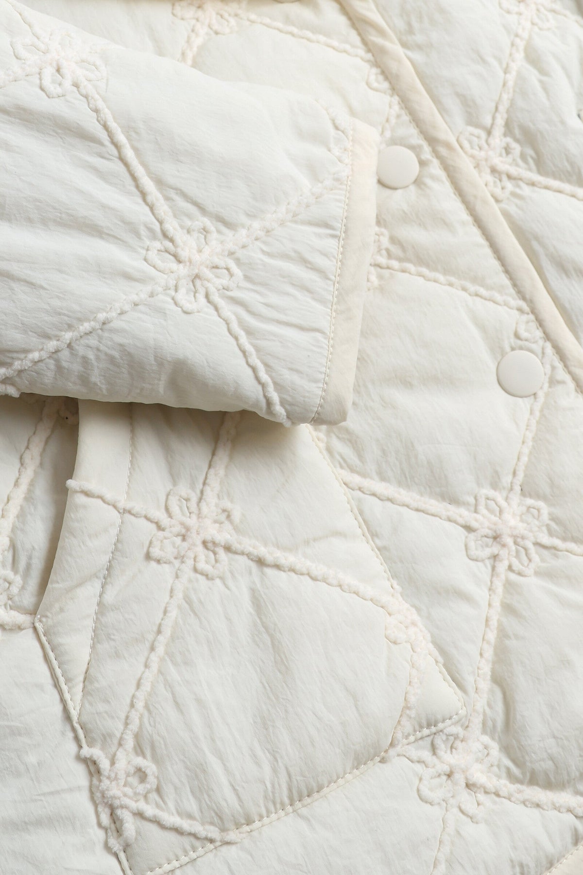 Girls Embroidered Jacket Cream