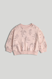 Girls All-Over Print Sweat Top Pink
