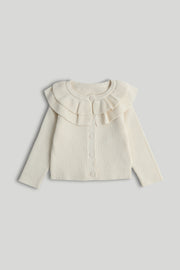 Cream Knitted Long Sleeve Cardigan for Baby Girls