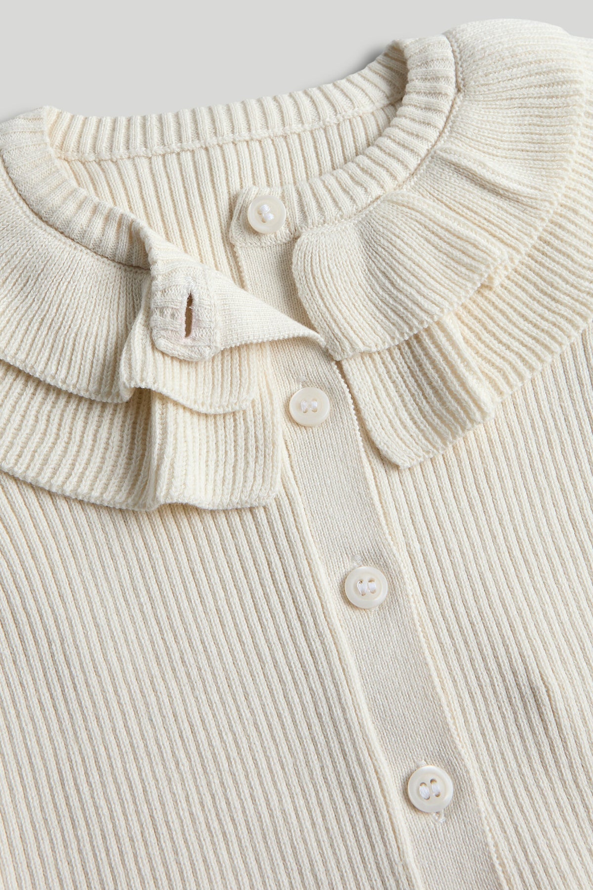 Cream Knitted Long Sleeve Cardigan for Baby Girls