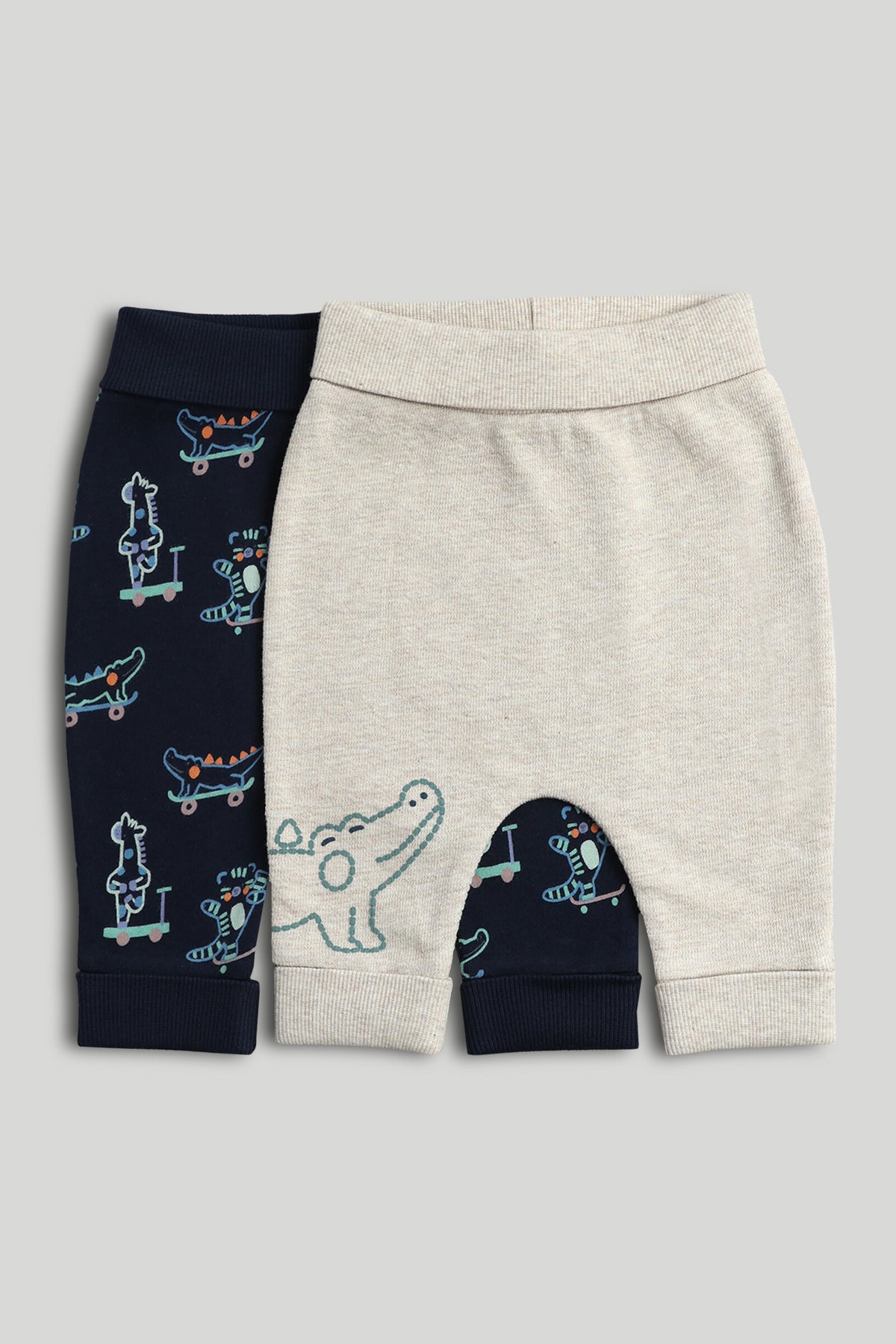 Baby Boys Multi-Colour Printed & Plain Joggers 2-Pack