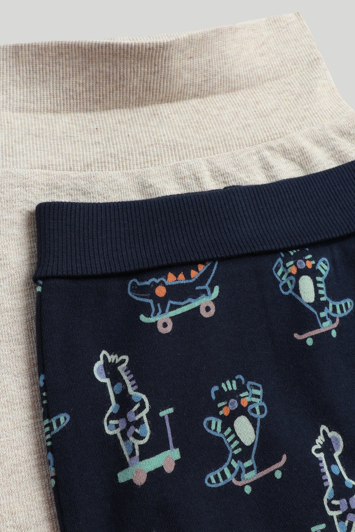 Baby Boys Multi-Colour Printed & Plain Joggers 2-Pack