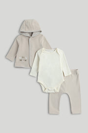 Boys Print & Plain Mix Jog Set Neutral Pack of 3