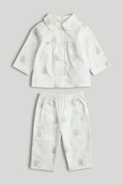 Girls All-Over Print Pyjama Set Cream Pack of 2