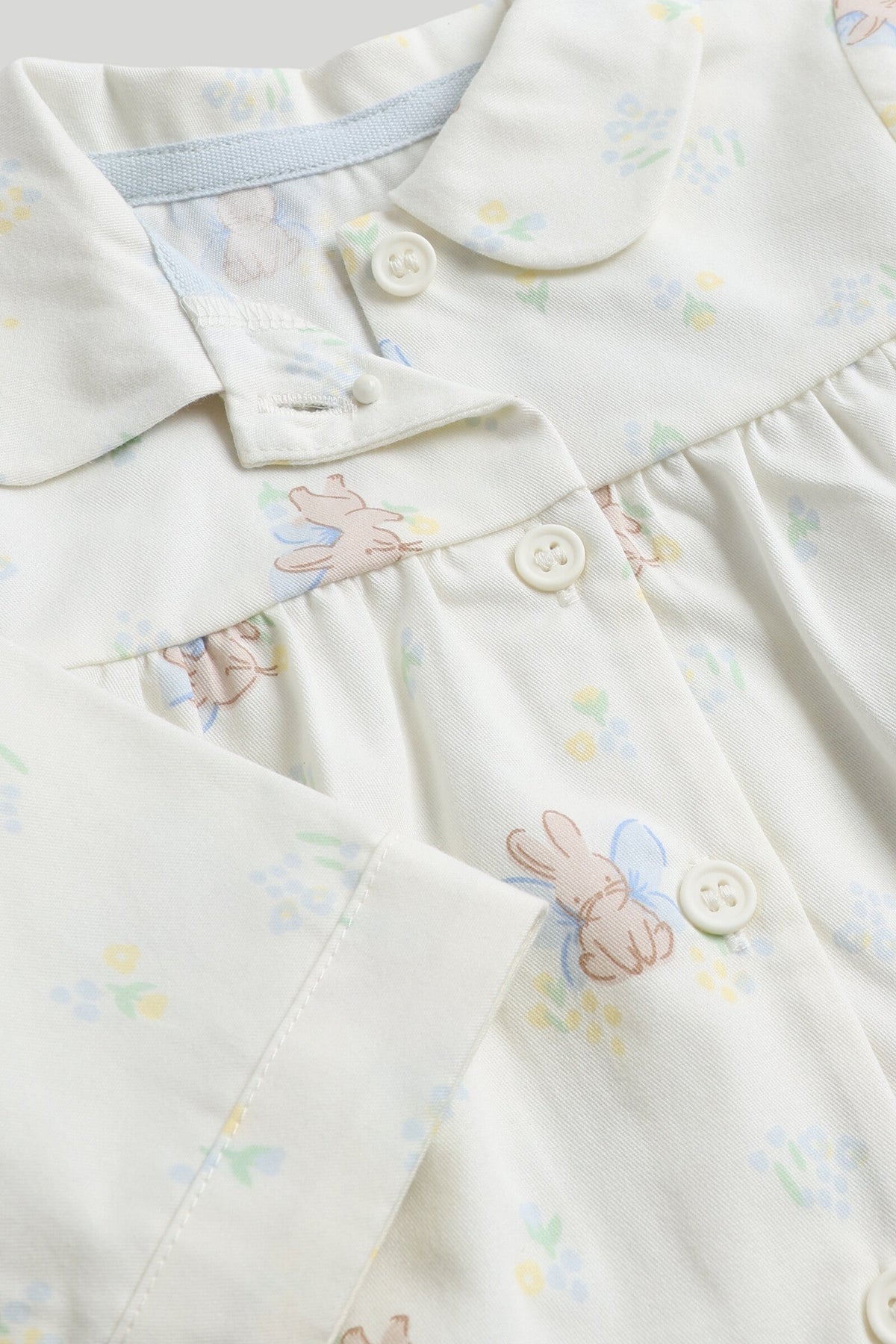 Girls All-Over Print Pyjama Set Cream Pack of 2