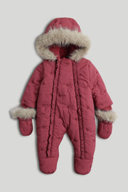 Girls Appliqué Snowsuit Purple