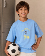 Rare Ones Boys Bill Regular Fit Cotton T-Shirt - Light Blue