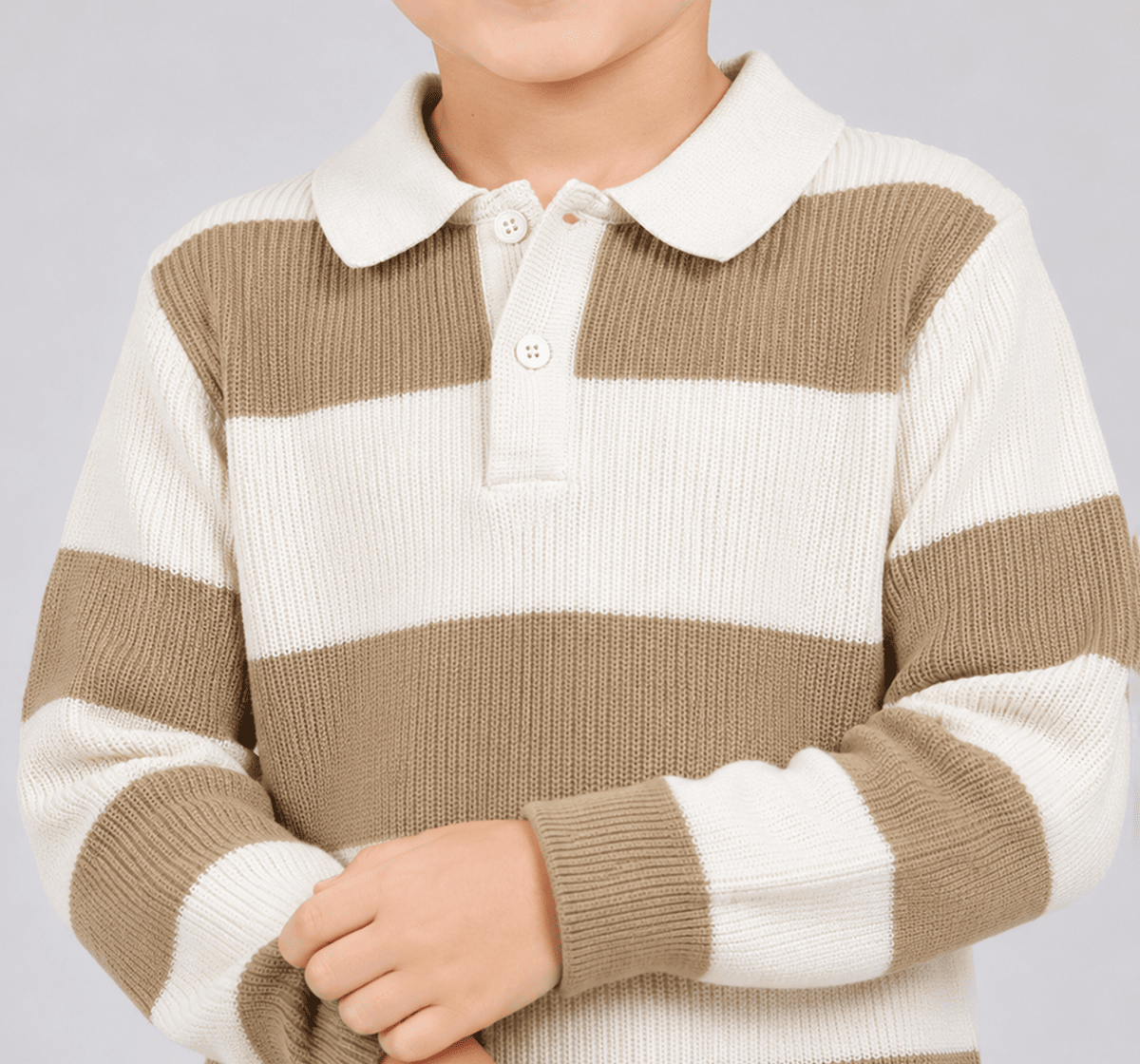 Striper Flatknit T-Shirt with Collar Yellow Full Sleeves