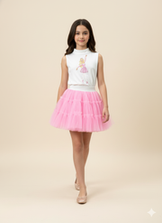 Girls Pink Party Wear Skirt Top Set