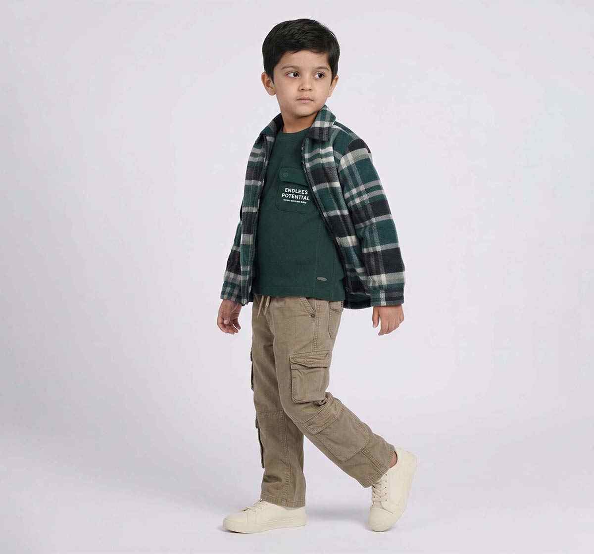 Yarn Dyed Checks Puffer Jacket Green