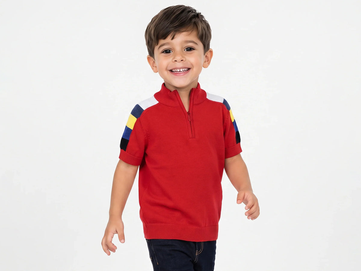 Boys Red Tricot Knit Shirt