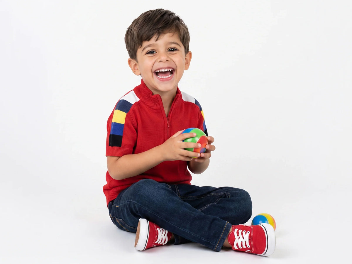 Boys Red Tricot Knit Shirt