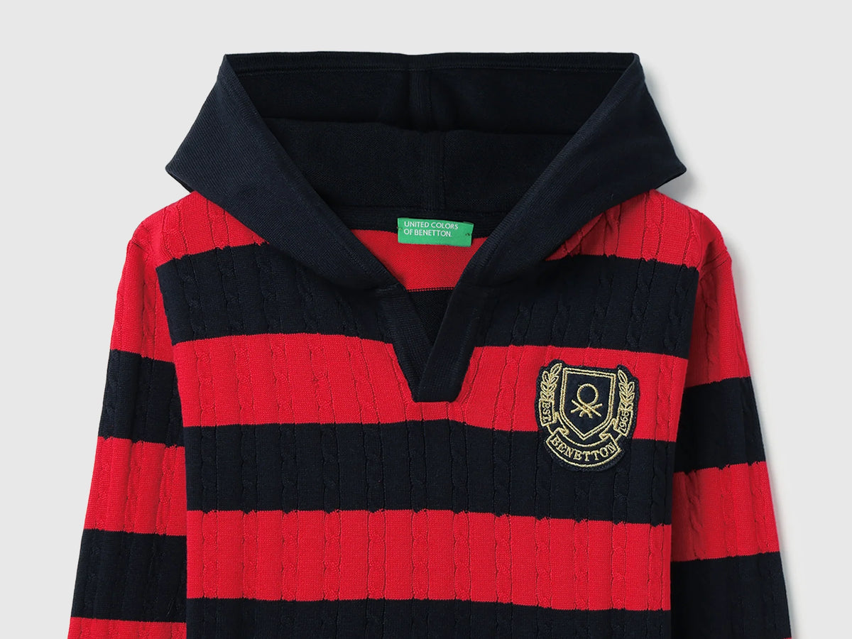 Boys Red & Navy Tricot Knit Sweatshirt