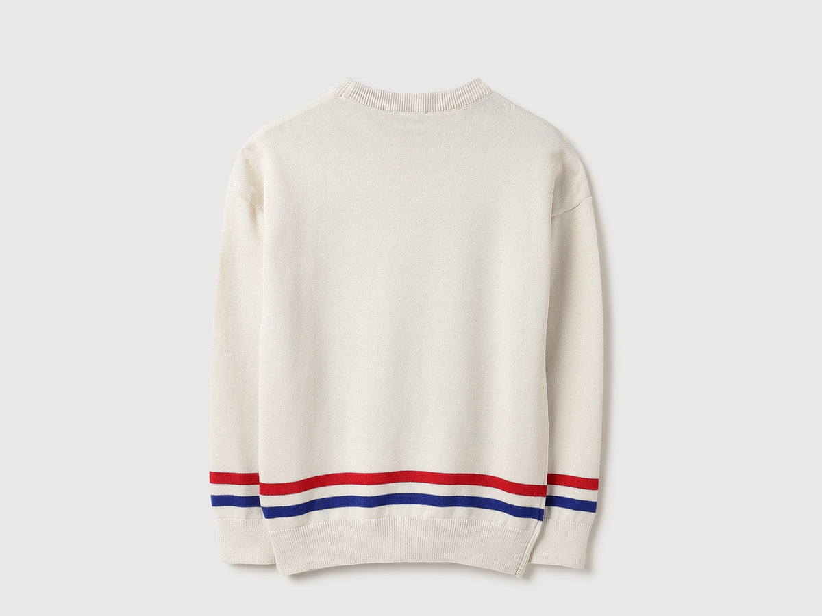 Boys Off White Tricot Knit Sweater