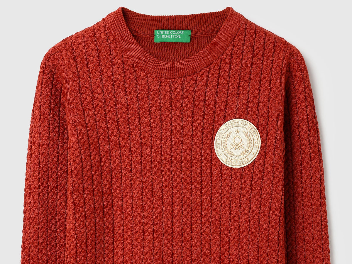Boys Rust Tricot Knit Sweater