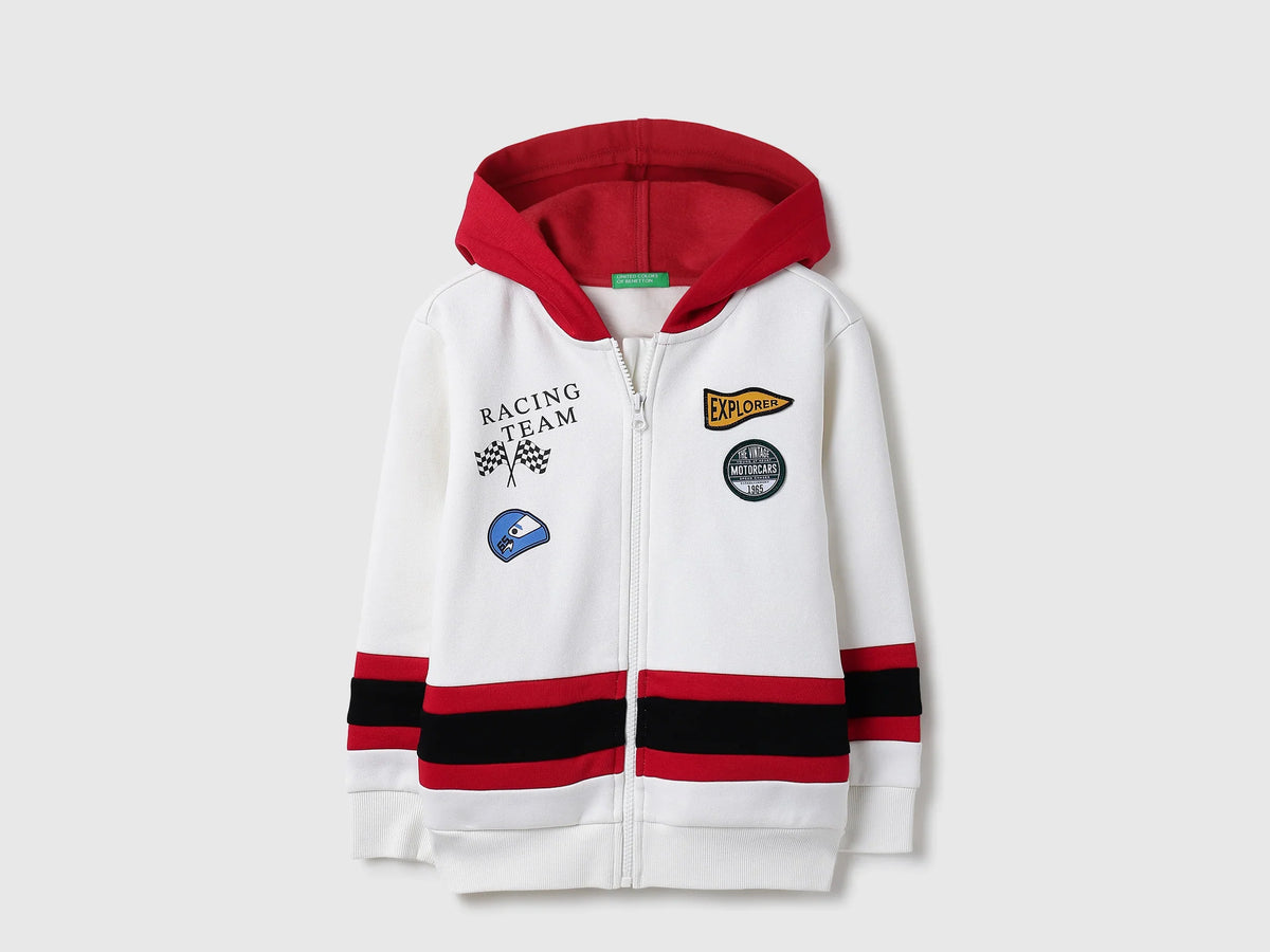 Boys Off White Cotton Knit Sweatshirt