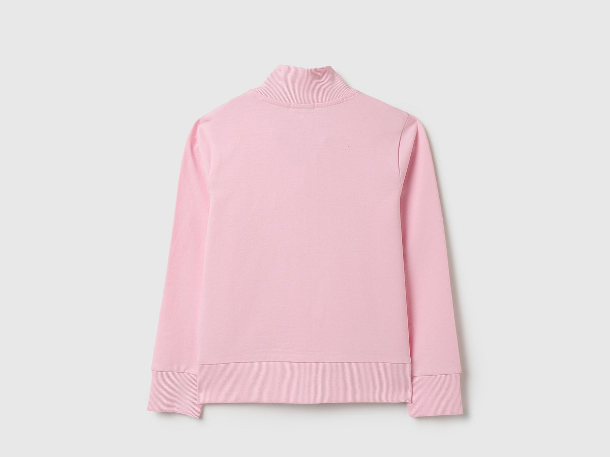 Girls Pink Cotton Knit Sweatshirt