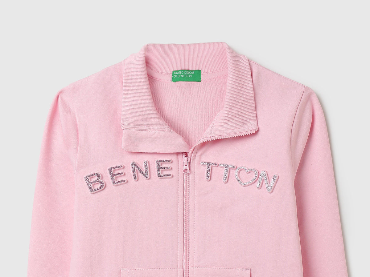 Girls Pink Cotton Knit Sweatshirt