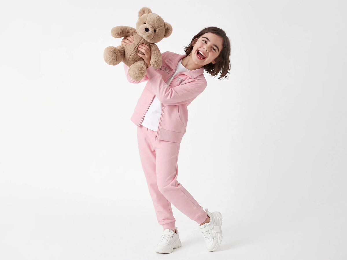 Girls Pink Cotton Knit Sweatshirt