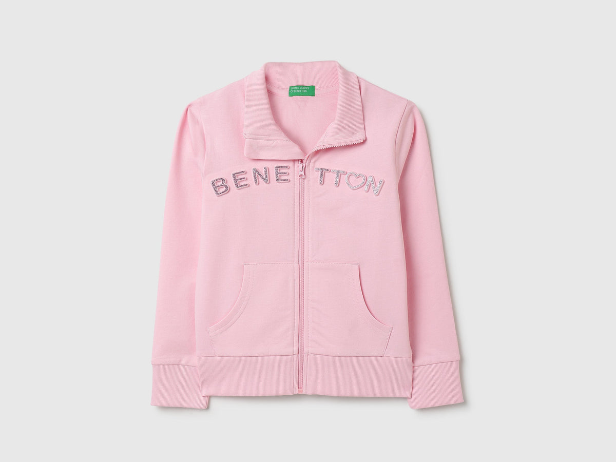 Girls Pink Cotton Knit Sweatshirt