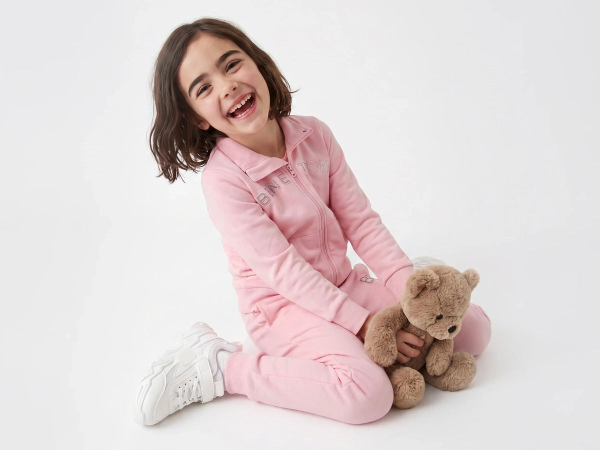 Girls Pink Cotton Knit Sweatshirt